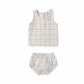 Blue Plaid Woven Tank + Short Set - Quincy Mae