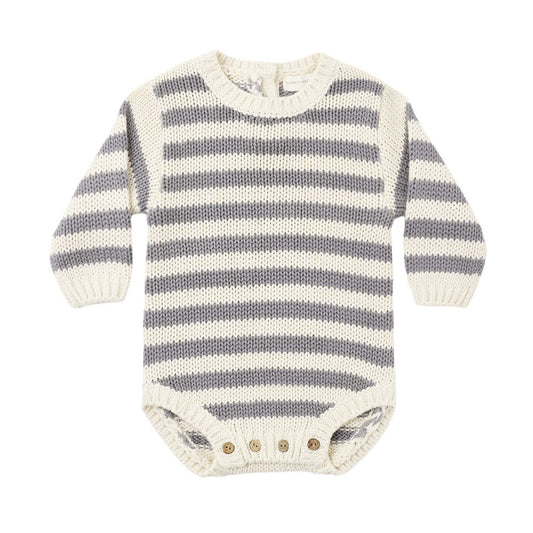 Slate Stripe Rex Romper - Quincy Mae