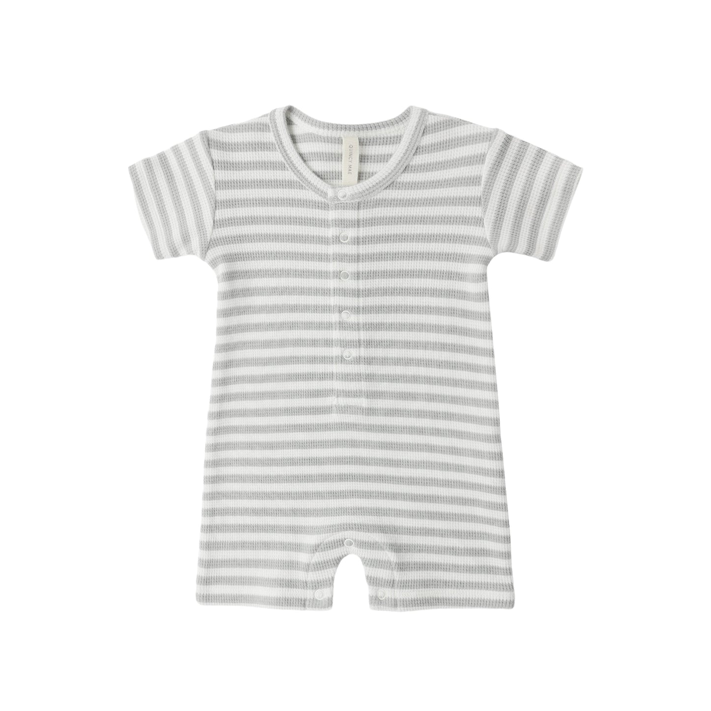 Sage Stripe Waffle Romper - Quincy Mae