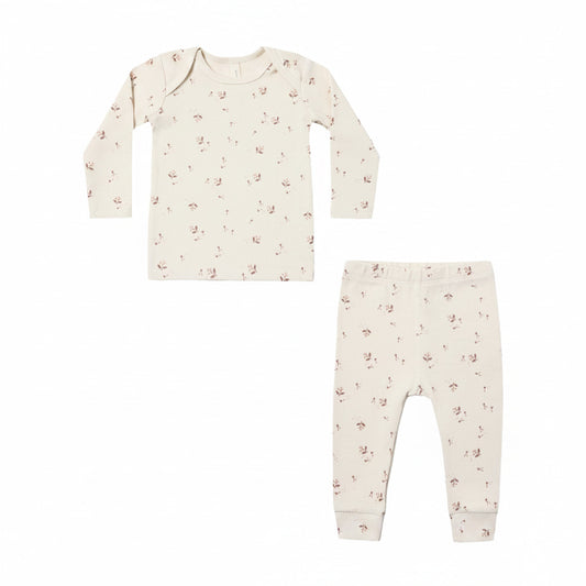 Fall Ditsy Ribbed Tee & Legging Set - Quincy Mae