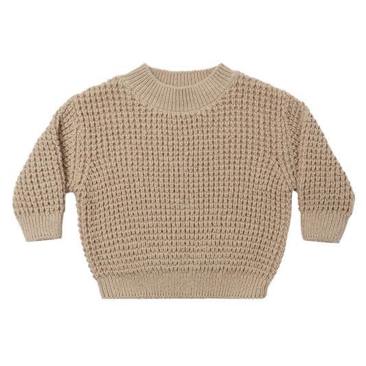 Heathered Latte Chunky Knit Sweater - Quincy Mae