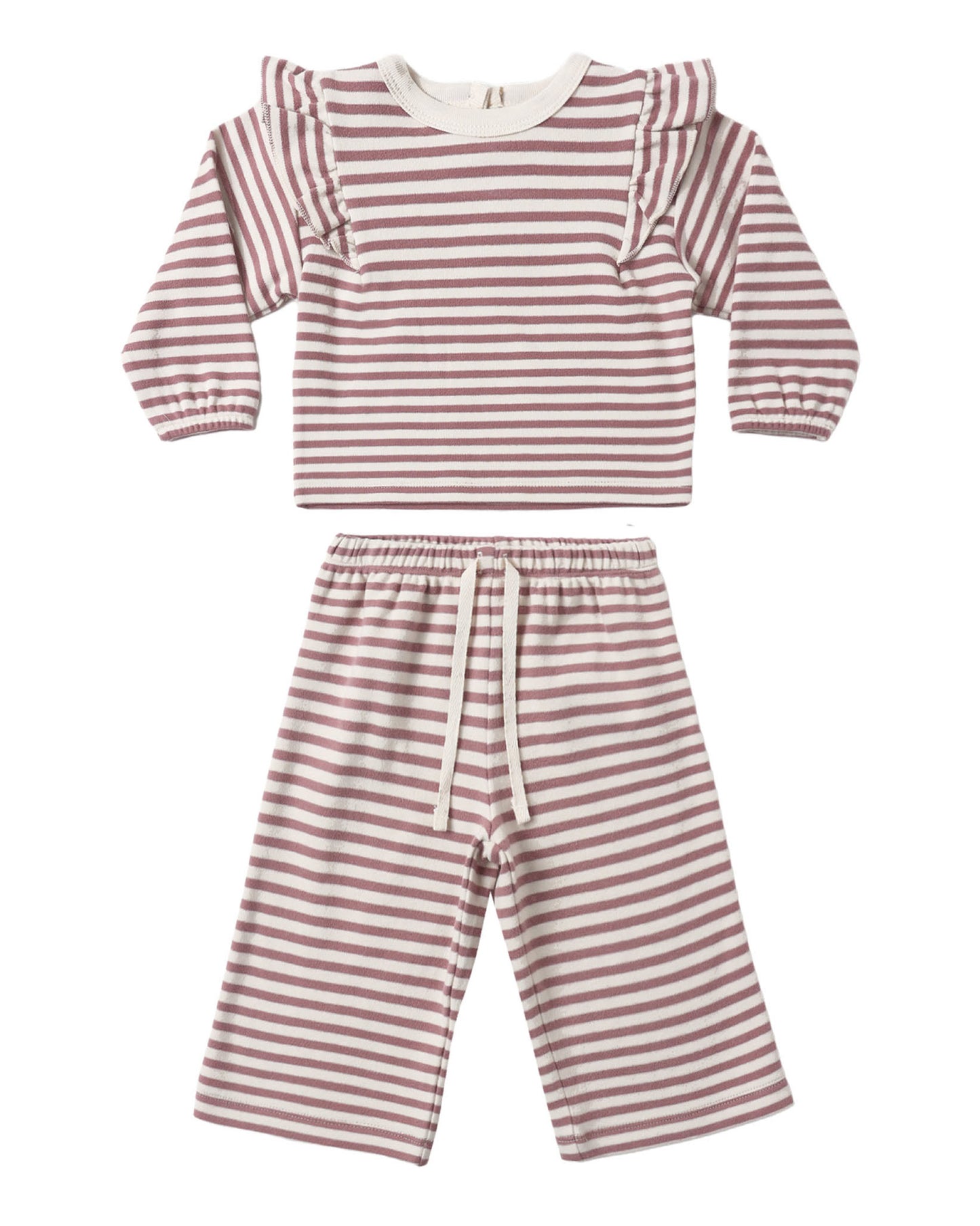 Mulberry Stripe Ruffle Cozy Set - Quincy Mae