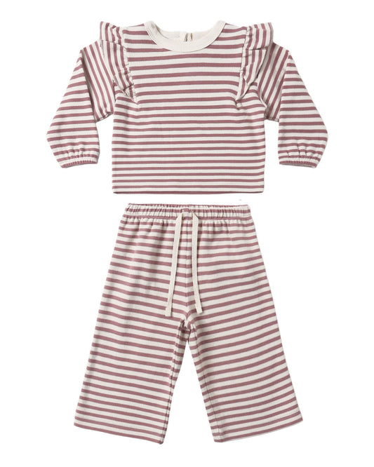 Mulberry Stripe Ruffle Cozy Set - Quincy Mae