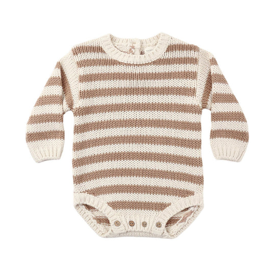 Almond Stripe Rex Romper - Quincy Mae