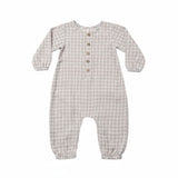 Blue Gingham Woven Jumpsuit - Quincy Mae