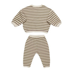 Olive Stripe Waffle Slouch Set - Quincy Mae