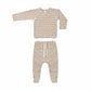 Almond Stripe Wrap Top + Pant - Quincy Mae