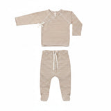 Almond Stripe Wrap Top + Pant - Quincy Mae