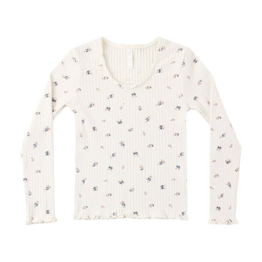 Natural Ditsy Ribbed Long Sleeve - Rylee + Cru