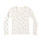 Natural Ditsy Ribbed Long Sleeve - Rylee + Cru