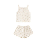 Petit Fleur Pointelle Tank + Shortie Set - Quincy Mae