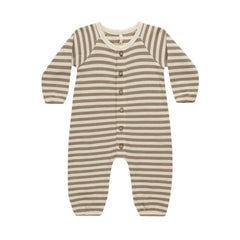 Olive Stripe Waffle Long Sleeve Jumpsuit - Quincy Mae