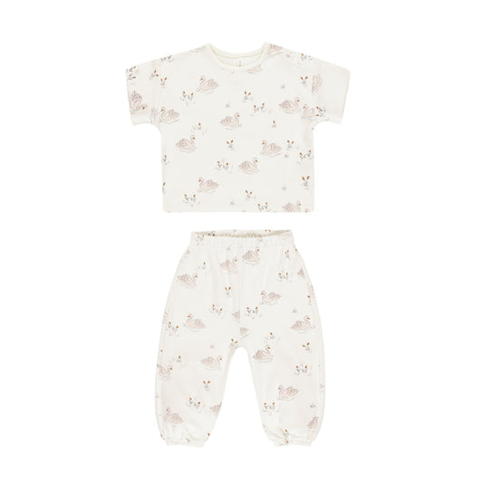 Swans Jersey Tee + Pant Set - Quincy Mae