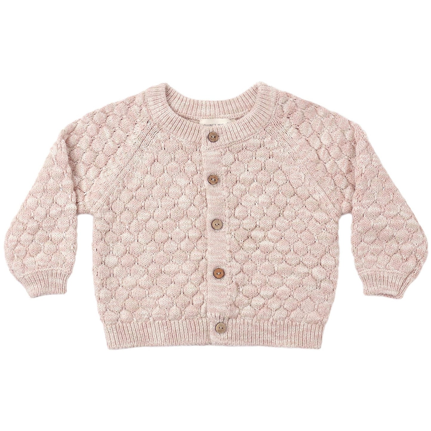 Rose Speckle Bubble Knit Cardigan- Quincy Mae