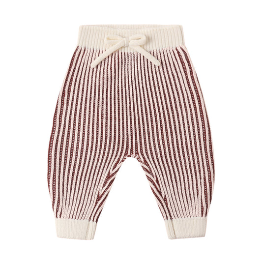 Black Cherry Stripe Chunky Knit Pant - Quincy Mae