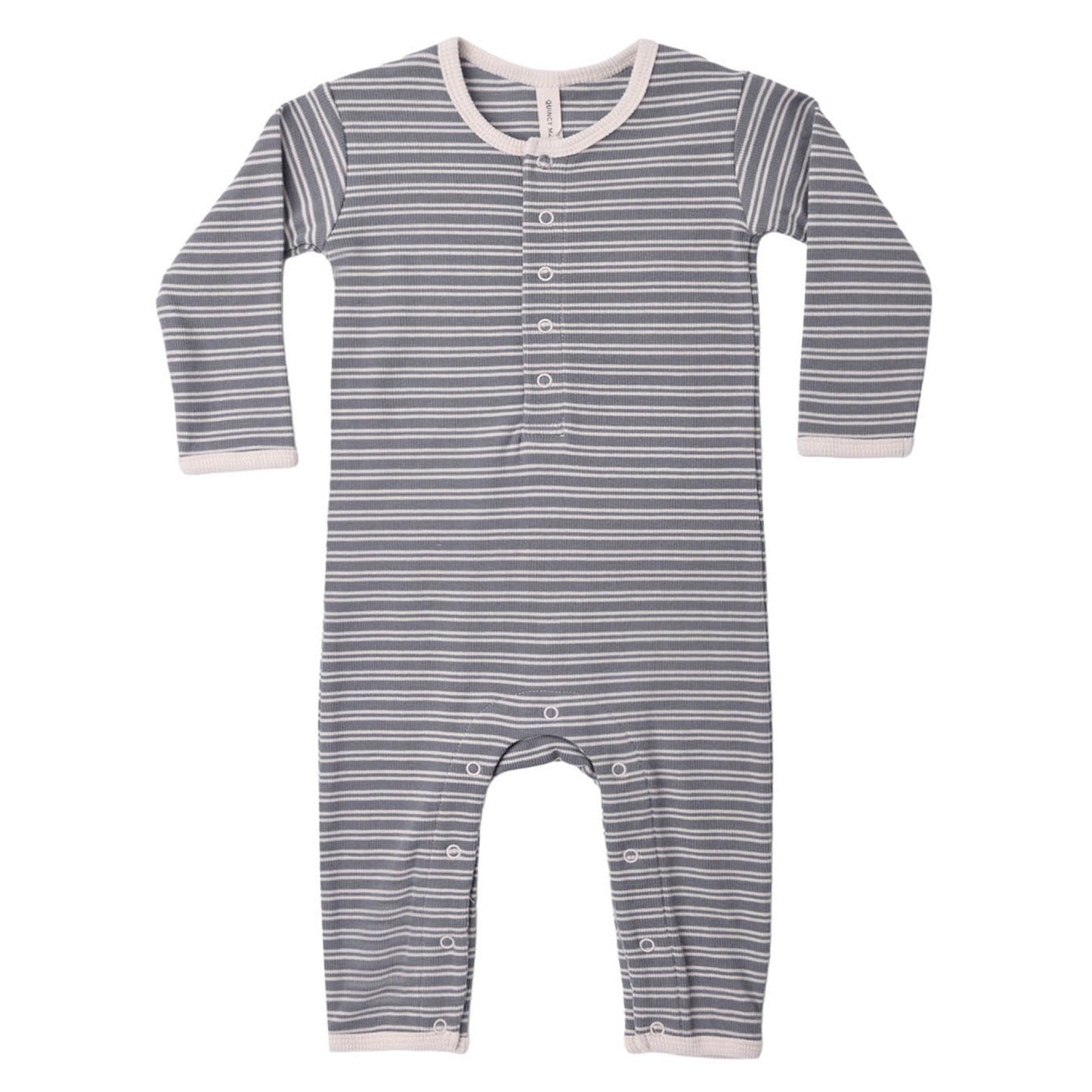 Slate Microstripe Ribbed Jumpsuit - Quincy Mae