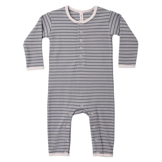 Slate Microstripe Ribbed Jumpsuit - Quincy Mae