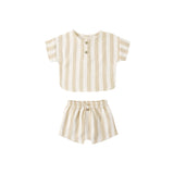 Summer Stripe Woven Boxy Top + Short Set - Quincy Mae