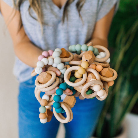 Silicone + Wood Teething Ring - Chewable Charm