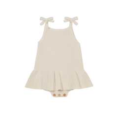 Natural Knit Ruffle Romper - Quincy Mae