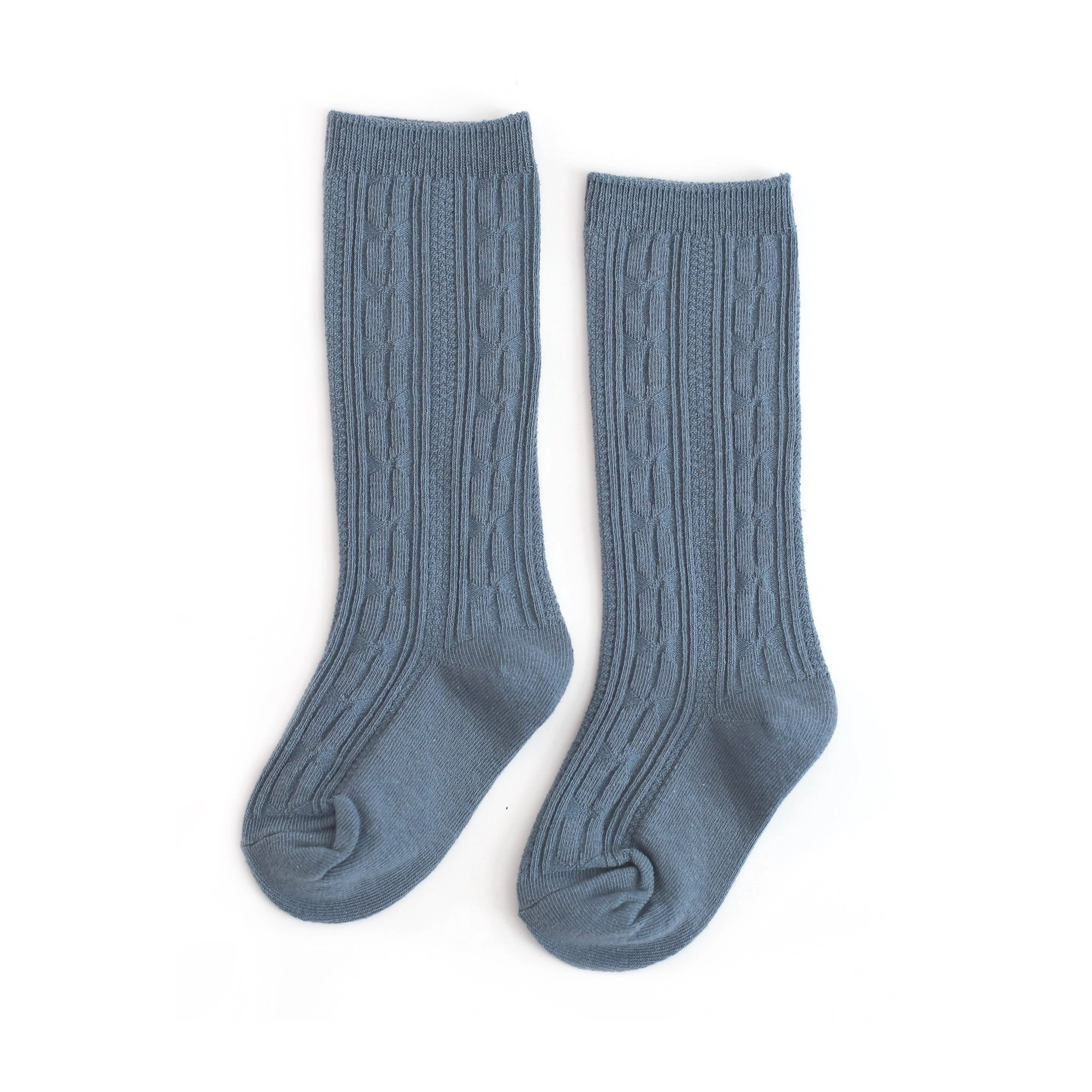 Denim Cable Knit Knee High Socks - Little Stocking Co.