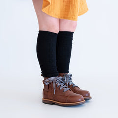 Black Cable Knit Knee High Socks - Little Stocking Co.