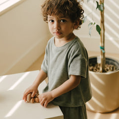 Sea Green Terry Tee + Shorts - Quincy Mae