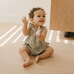 Clouds Ribbed Ruffle Romper - Quincy Mae