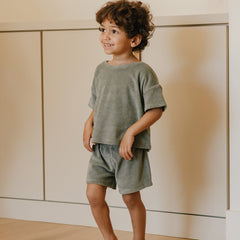 Sea Green Terry Tee + Shorts - Quincy Mae