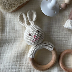 Crochet Bunny Teething Rattle - Ali + Oli