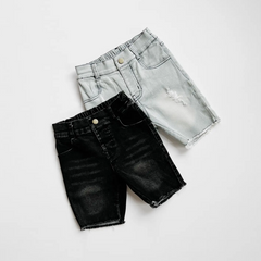 Faded Black Bermuda Denim Shorts - Orcas Lucille