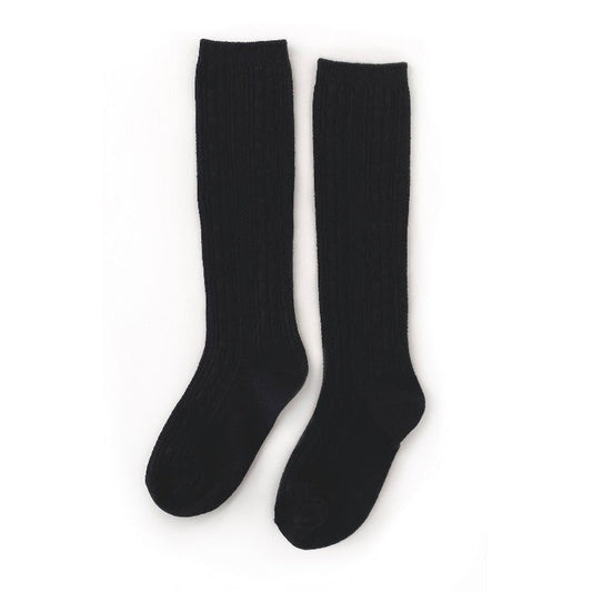 Black Cable Knit Knee High Socks - Little Stocking Co.