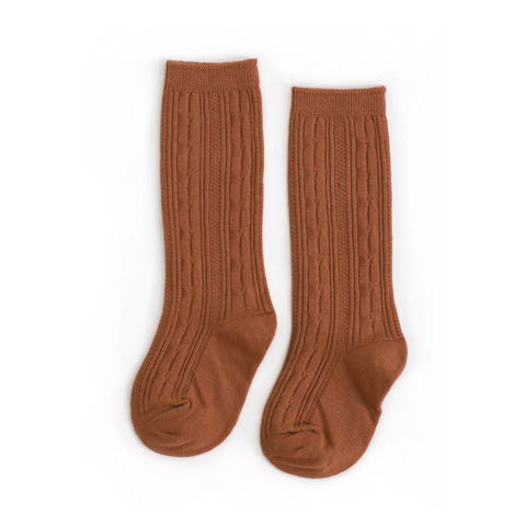 Sugar Almond Cable Knit Knee High Socks - Little Stocking Co.