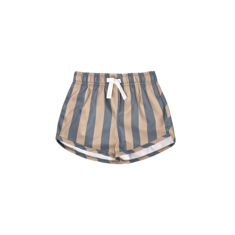 Ocean + Latte Stripe Swim Shorts - Quincy Mae