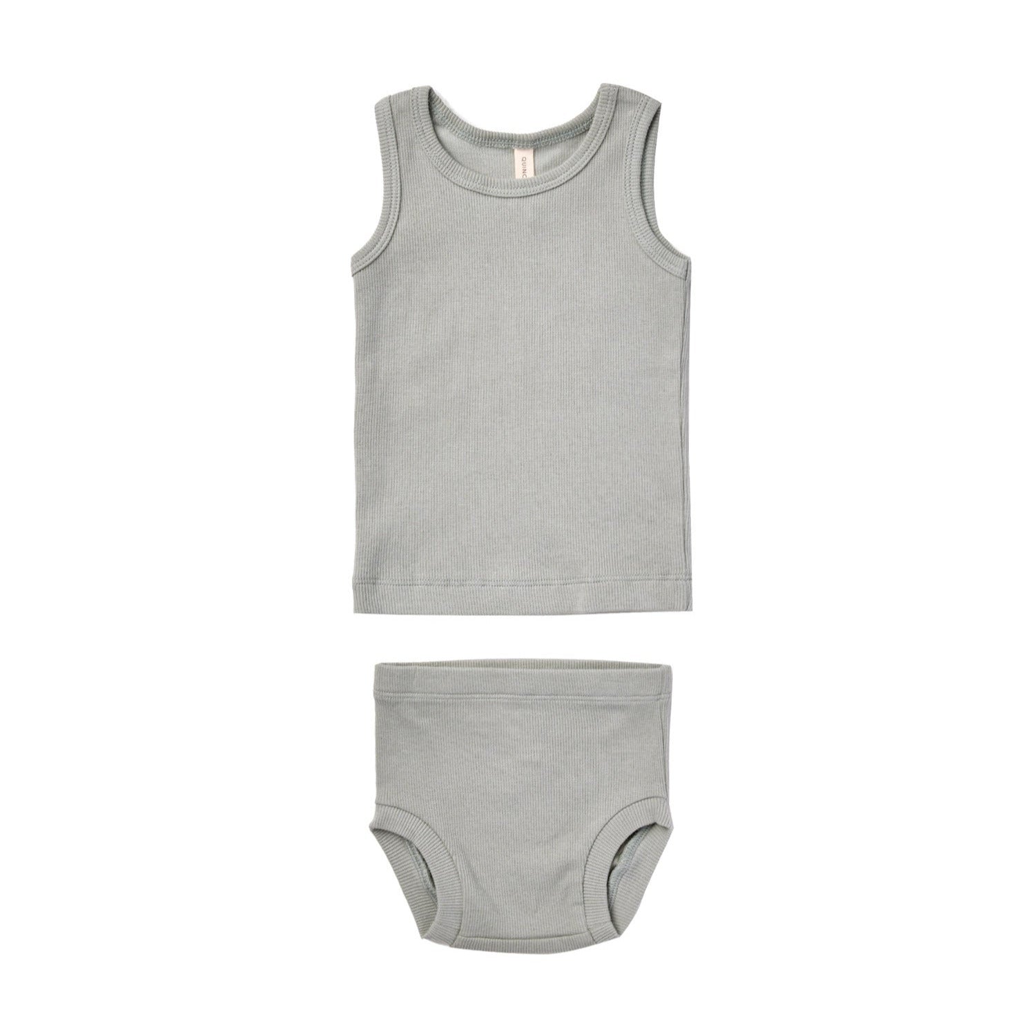 Sky Ribbed Tank & Bloomer Set - Quincy Mae